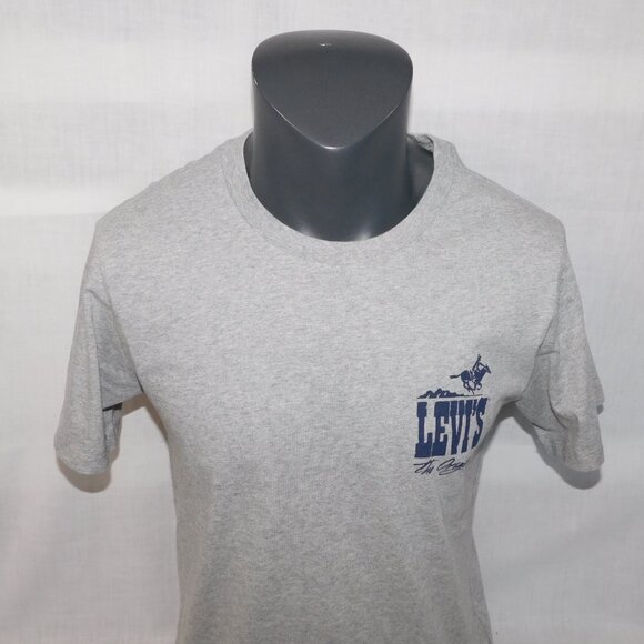 Levi's Original Gray Blue Cowboy Spellout Mens M Graphic T Shirt - Picture 2 of 9